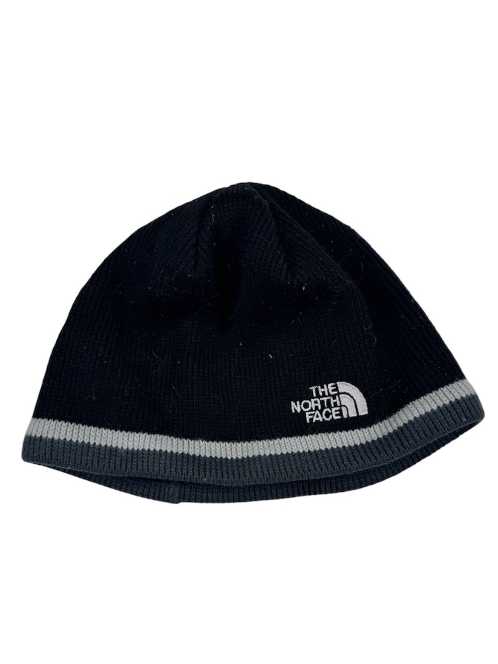 Vintage The North Face Knit Beanie Kids Ages 3–7 Black Gray Classic Wool Blend